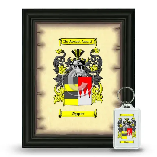 Zipper Framed Coat of Arms and Keychain - Black
