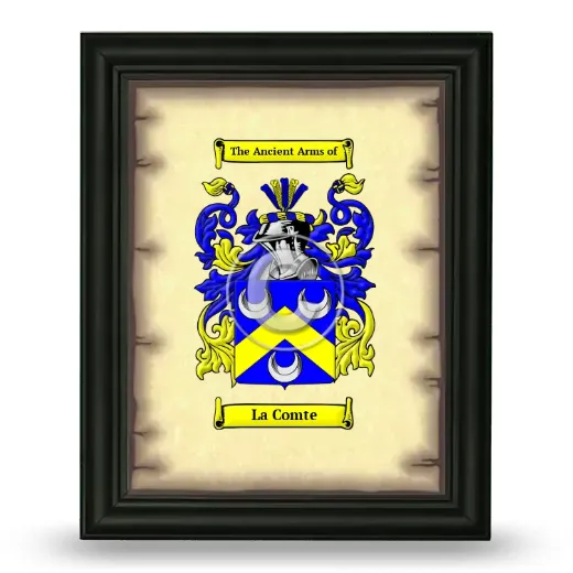 La Comte Coat of Arms Framed - Black