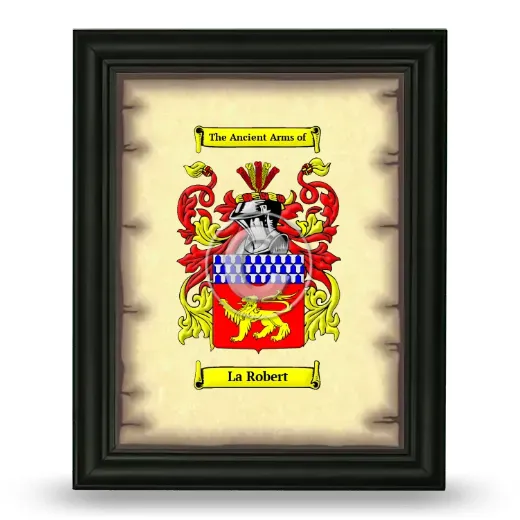 La Robert Coat of Arms Framed - Black