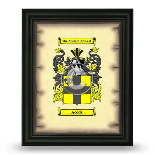 Acock Coat of Arms Framed - Black