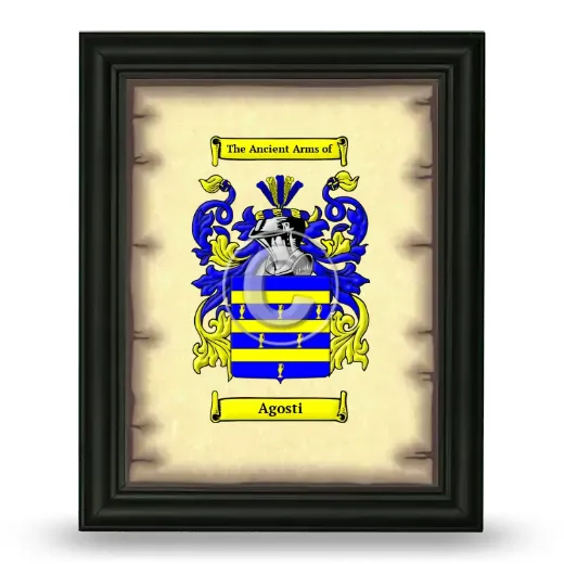 Agosti Coat of Arms Framed - Black