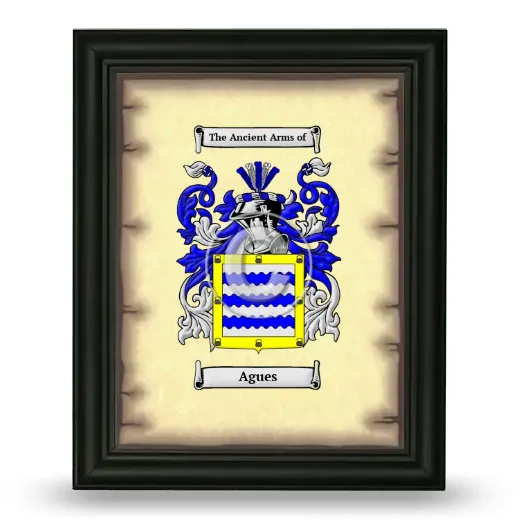 Agues Coat of Arms Framed - Black