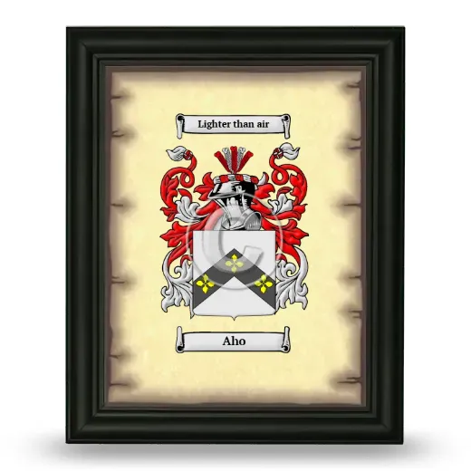 Aho Coat of Arms Framed - Black