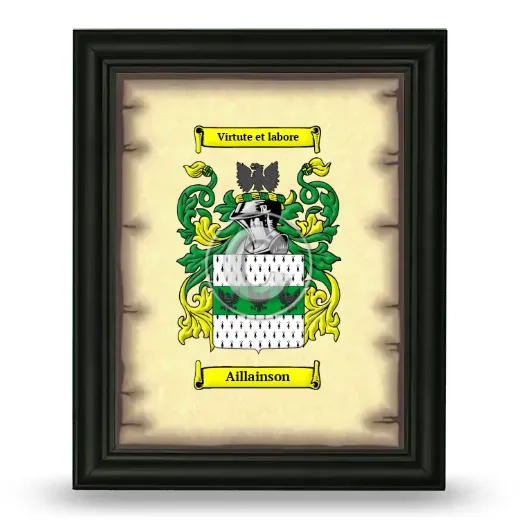 Aillainson Coat of Arms Framed - Black