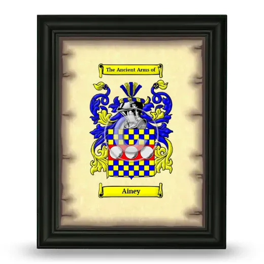 Ainey Coat of Arms Framed - Black