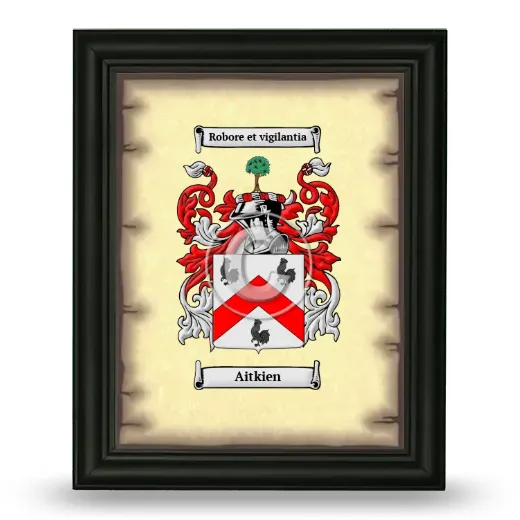 Aitkien Coat of Arms Framed - Black