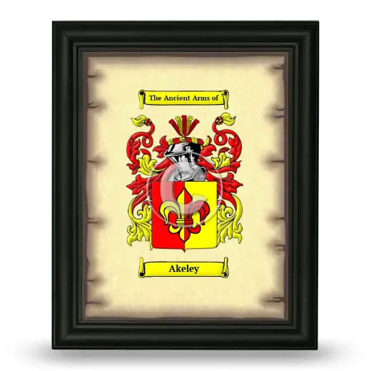 Akeley Coat of Arms Framed - Black
