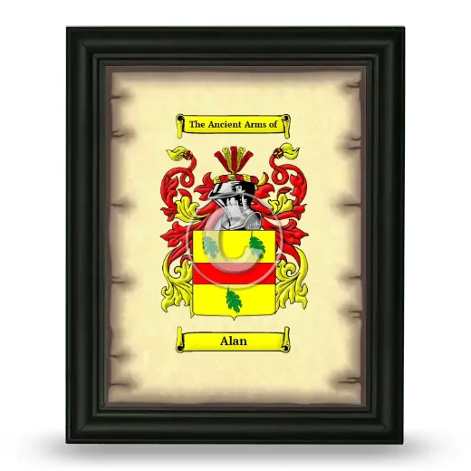 Alan Coat of Arms Framed - Black