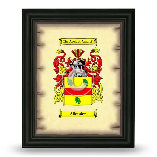 Allender Coat of Arms Framed - Black