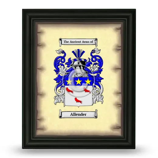 Allender Coat of Arms Framed - Black