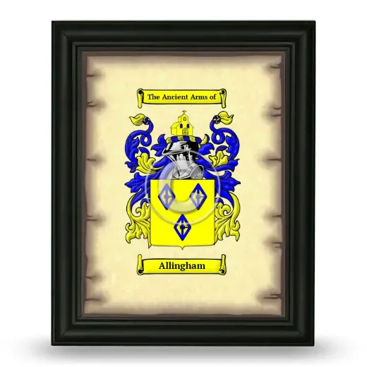 Allingham Coat of Arms Framed - Black