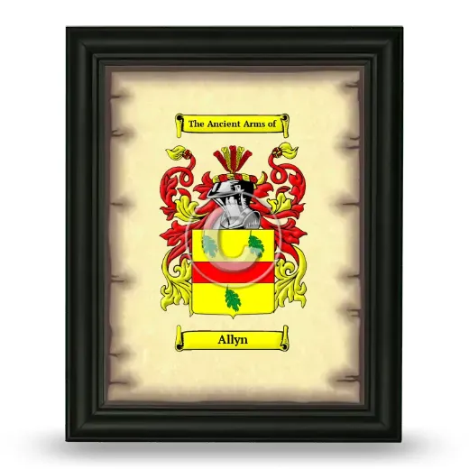 Allyn Coat of Arms Framed - Black