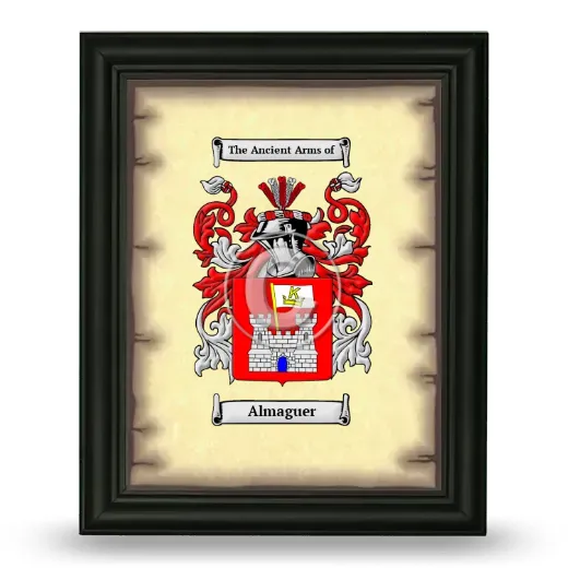 Almaguer Coat of Arms Framed - Black