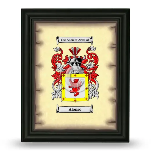 Alonso Coat of Arms Framed - Black