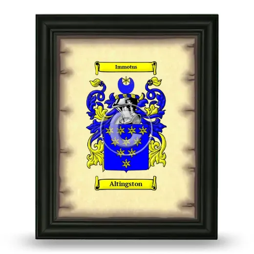 Altingston Coat of Arms Framed - Black