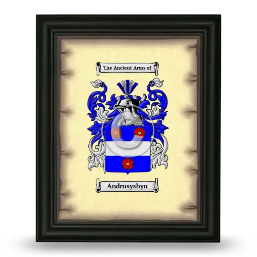 Andrusyshyn Coat of Arms Framed - Black