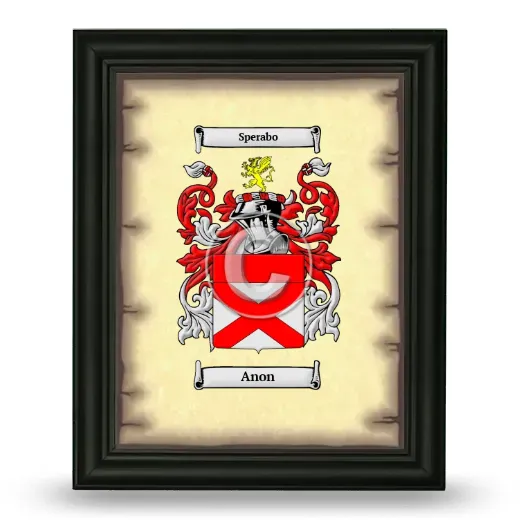 Anon Coat of Arms Framed - Black
