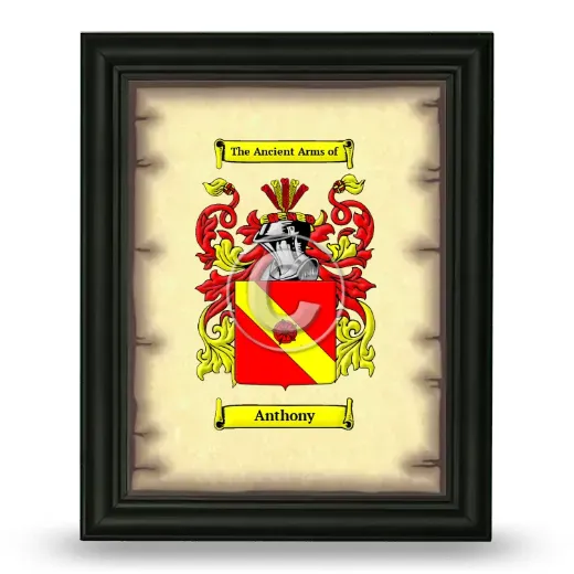 Anthony Coat of Arms Framed - Black