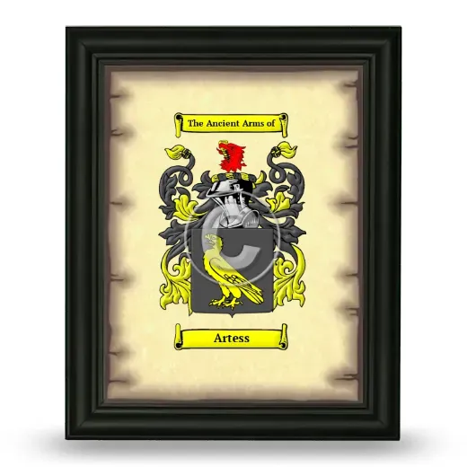 Artess Coat of Arms Framed - Black