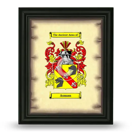 Asman Coat of Arms Framed - Black