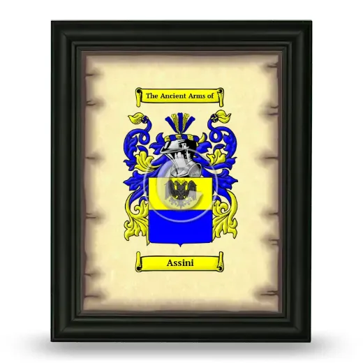 Assini Coat of Arms Framed - Black