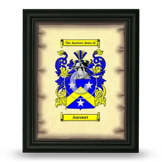 Aucourt Coat of Arms Framed - Black