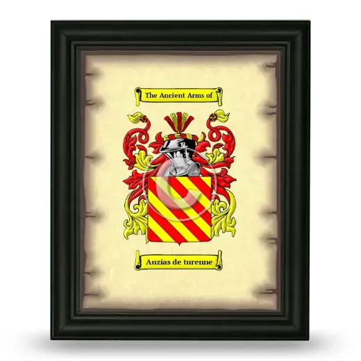 Auzias de turenne Coat of Arms Framed - Black