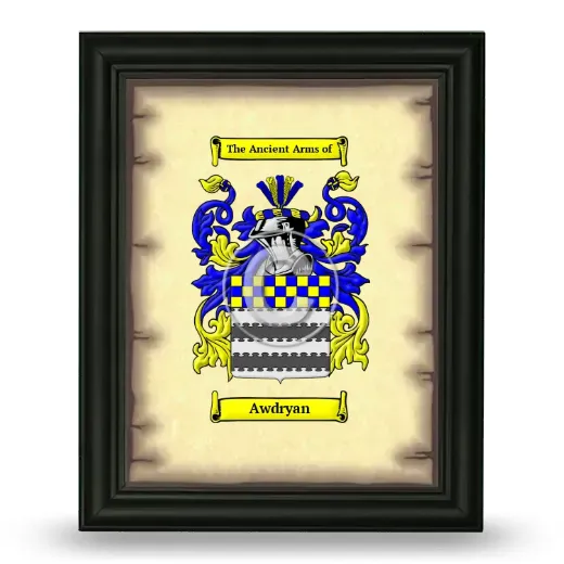 Awdryan Coat of Arms Framed - Black