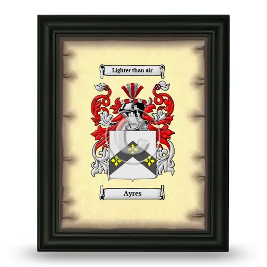 Ayres Coat of Arms Framed - Black
