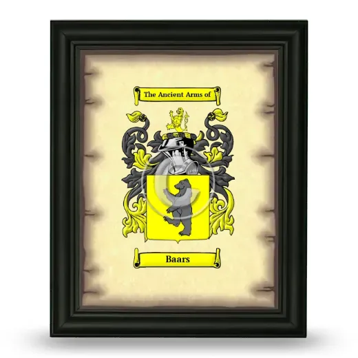 Baars Coat of Arms Framed - Black