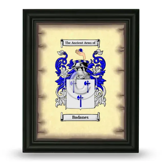 Badanes Coat of Arms Framed - Black