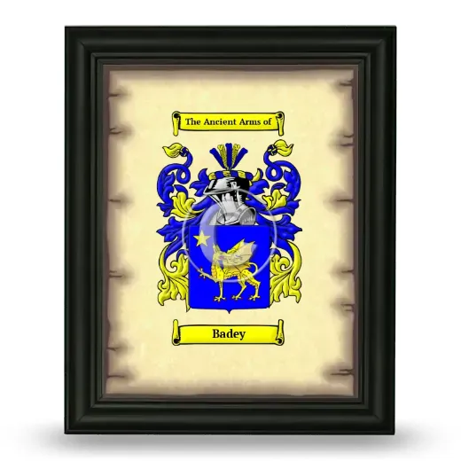 Badey Coat of Arms Framed - Black