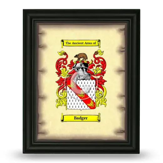 Badger Coat of Arms Framed - Black