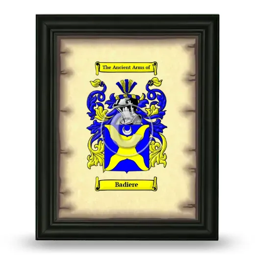 Badiere Coat of Arms Framed - Black