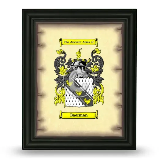 Baerman Coat of Arms Framed - Black