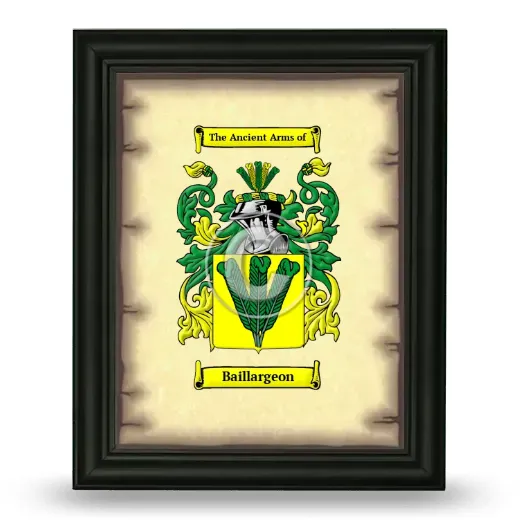 Baillargeon Coat of Arms Framed - Black