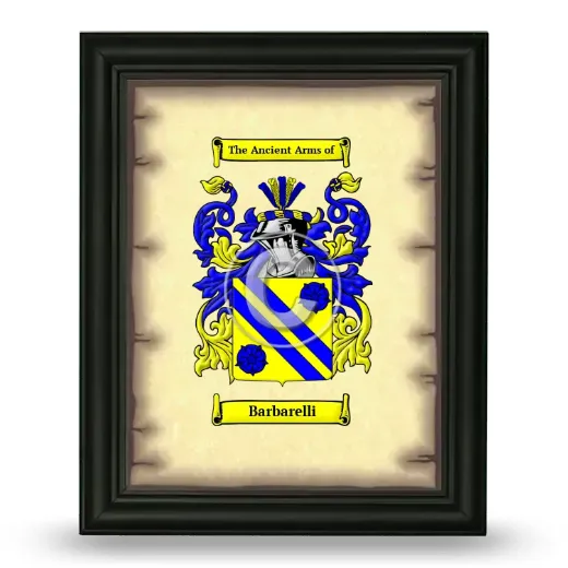 Barbarelli Coat of Arms Framed - Black