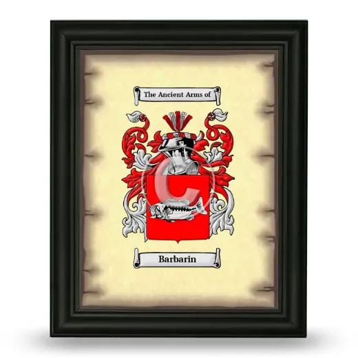 Barbarin Coat of Arms Framed - Black