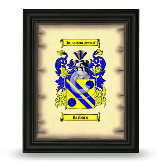 Barbaro Coat of Arms Framed - Black