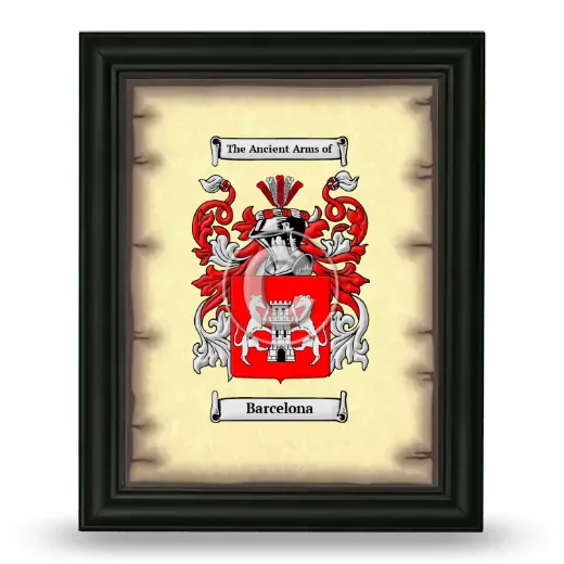 Barcelona Coat of Arms Framed - Black