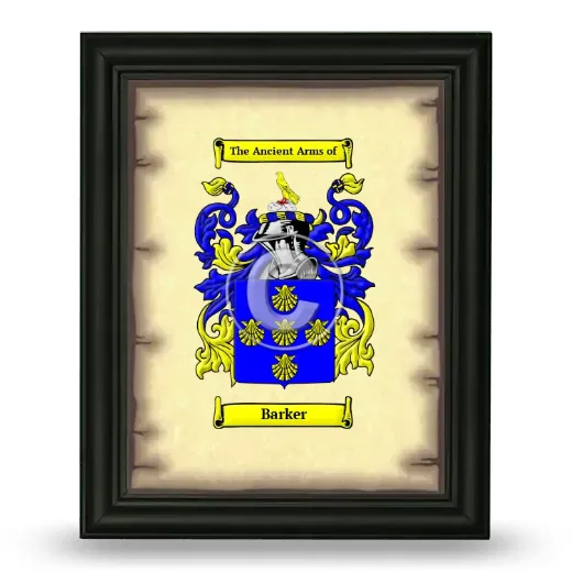 Barker Coat of Arms Framed - Black