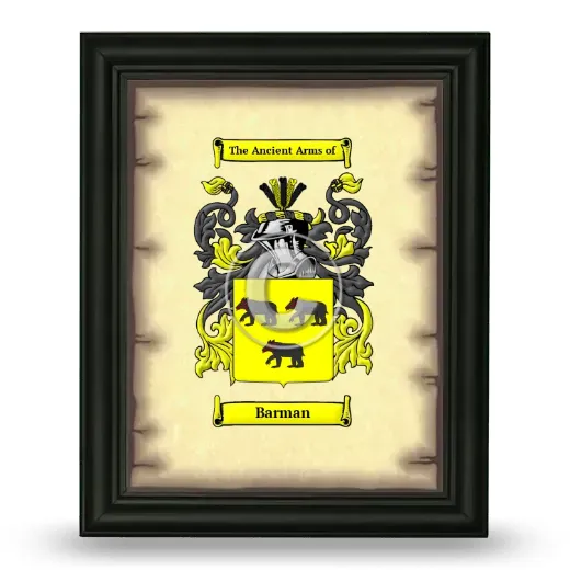 Barman Coat of Arms Framed - Black