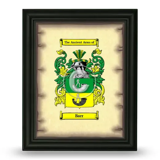 Barr Coat of Arms Framed - Black