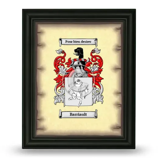 Barriault Coat of Arms Framed - Black