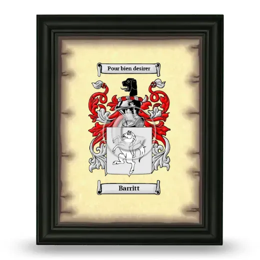Barritt Coat of Arms Framed - Black