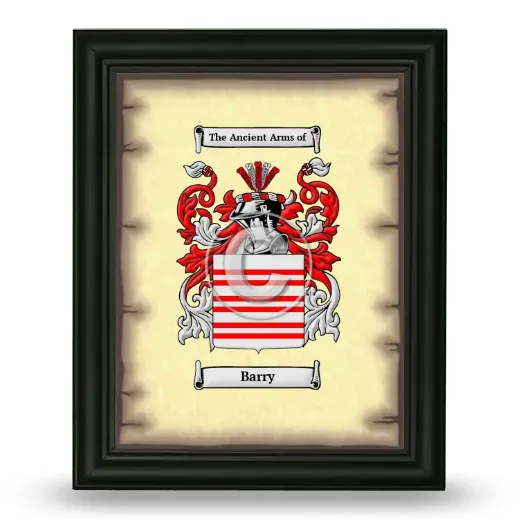 Barry Coat of Arms Framed - Black