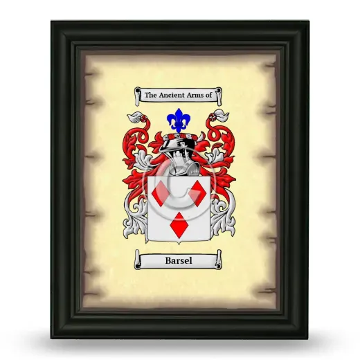 Barsel Coat of Arms Framed - Black
