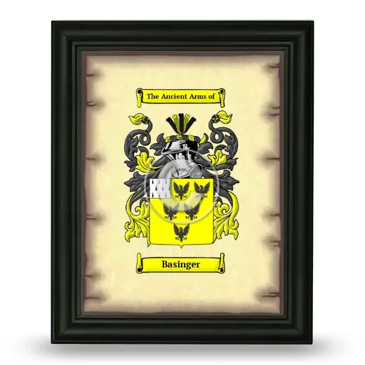 Basinger Coat of Arms Framed - Black