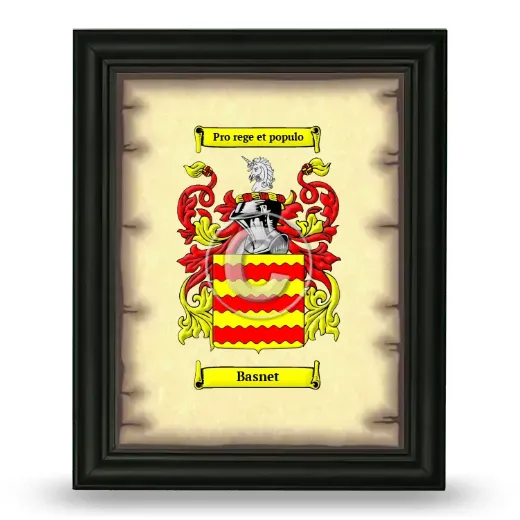 Basnet Coat of Arms Framed - Black