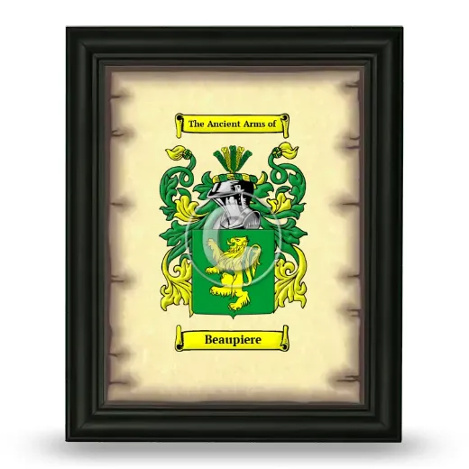Beaupiere Coat of Arms Framed - Black